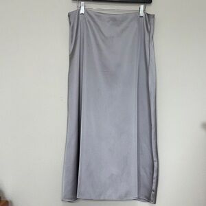 Sleek Silver Midi Skirt
